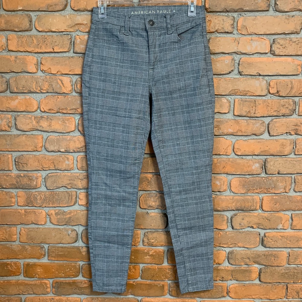 American Eagle Outfitters Gray Plaid Jeggings